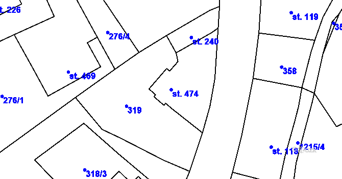 Parcela st. 474 v KÚ Dlouhý Most, Katastrální mapa
