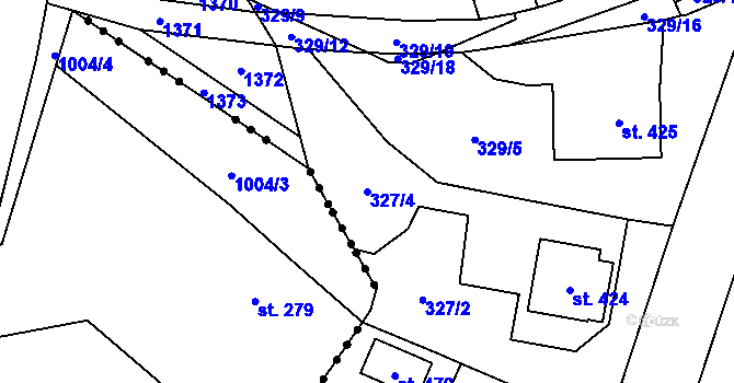 Parcela st. 327/4 v KÚ Dlouhý Most, Katastrální mapa