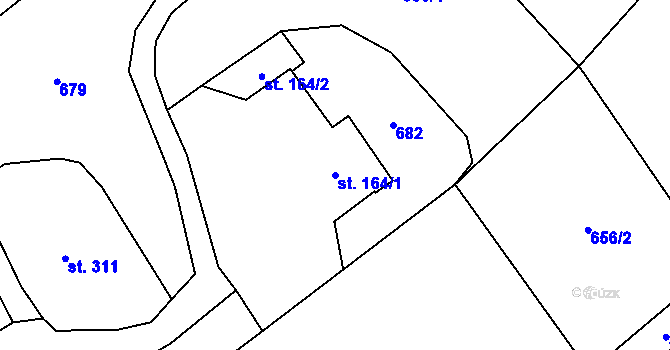 Parcela st. 164/1 v KÚ Dlouhý Most, Katastrální mapa