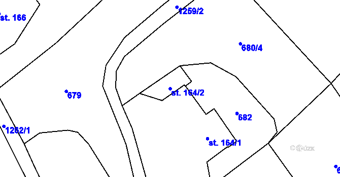 Parcela st. 164/2 v KÚ Dlouhý Most, Katastrální mapa