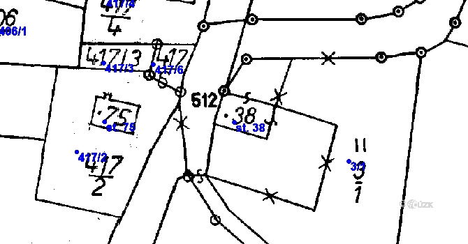 Parcela st. 38 v KÚ Javorník u Dlouhého Mostu, Katastrální mapa