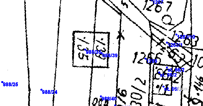 Parcela st. 988/39 v KÚ Dlouhý Újezd, Katastrální mapa