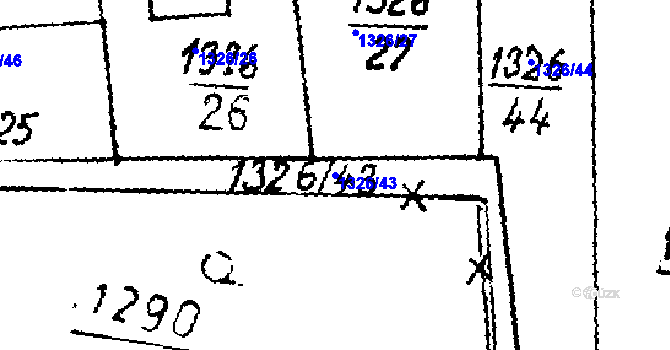 Parcela st. 1326/43 v KÚ Dlouhý Újezd, Katastrální mapa