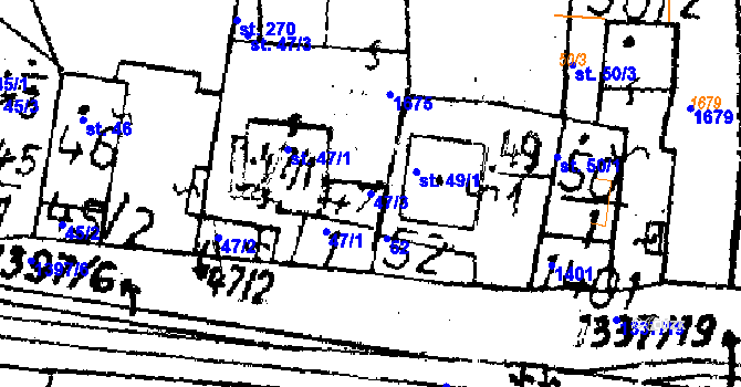 Parcela st. 47/3 v KÚ Dlouhý Újezd, Katastrální mapa