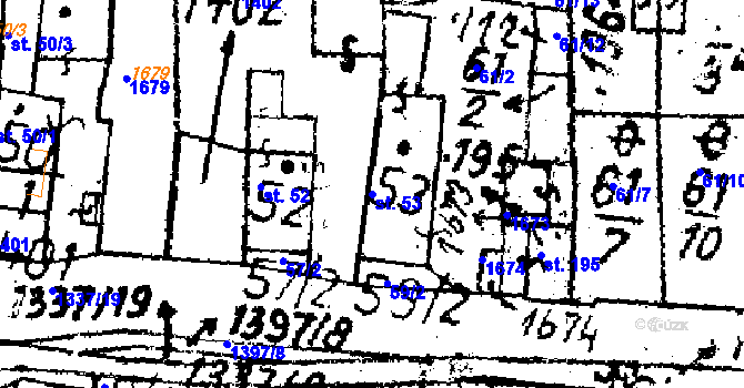 Parcela st. 53 v KÚ Dlouhý Újezd, Katastrální mapa