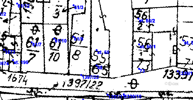 Parcela st. 55 v KÚ Dlouhý Újezd, Katastrální mapa