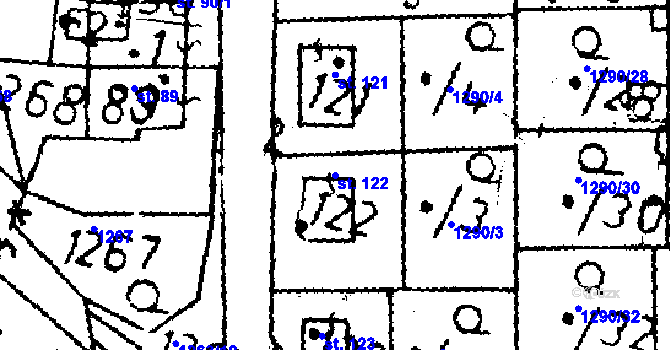 Parcela st. 122 v KÚ Dlouhý Újezd, Katastrální mapa