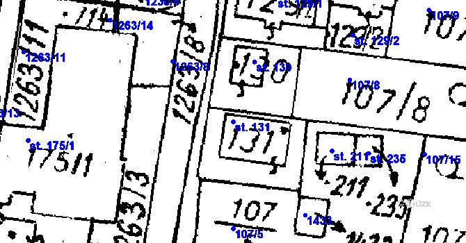 Parcela st. 131 v KÚ Dlouhý Újezd, Katastrální mapa