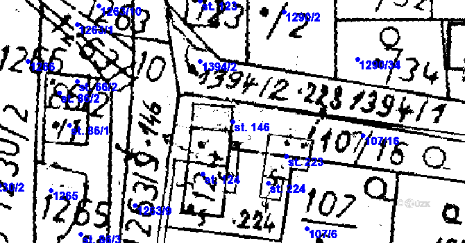 Parcela st. 146 v KÚ Dlouhý Újezd, Katastrální mapa