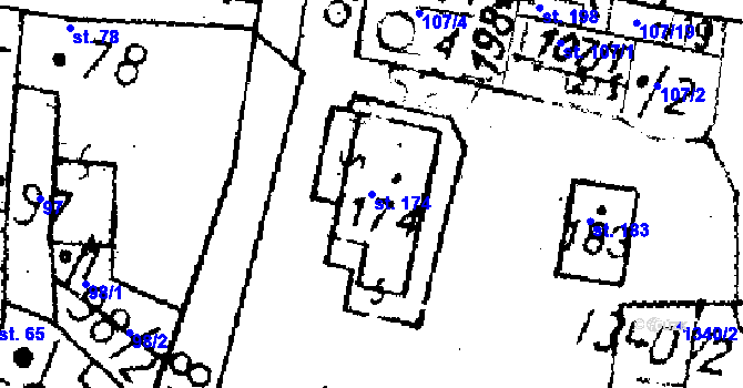 Parcela st. 174 v KÚ Dlouhý Újezd, Katastrální mapa