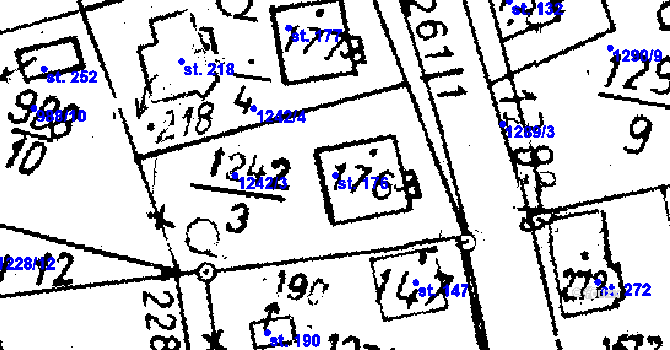 Parcela st. 176 v KÚ Dlouhý Újezd, Katastrální mapa