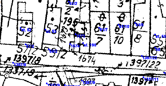 Parcela st. 195 v KÚ Dlouhý Újezd, Katastrální mapa