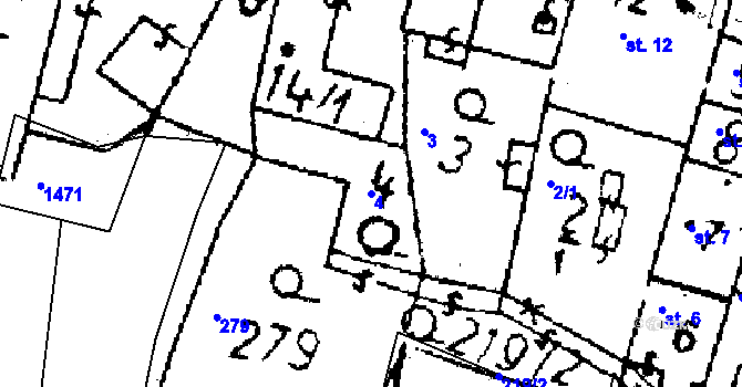 Parcela st. 4 v KÚ Dlouhý Újezd, Katastrální mapa