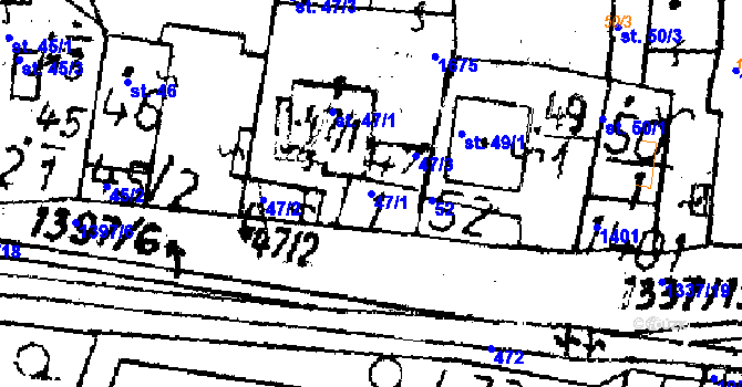 Parcela st. 47/1 v KÚ Dlouhý Újezd, Katastrální mapa