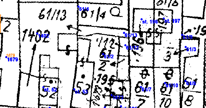 Parcela st. 61/2 v KÚ Dlouhý Újezd, Katastrální mapa