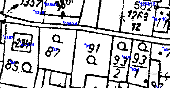 Parcela st. 91 v KÚ Dlouhý Újezd, Katastrální mapa