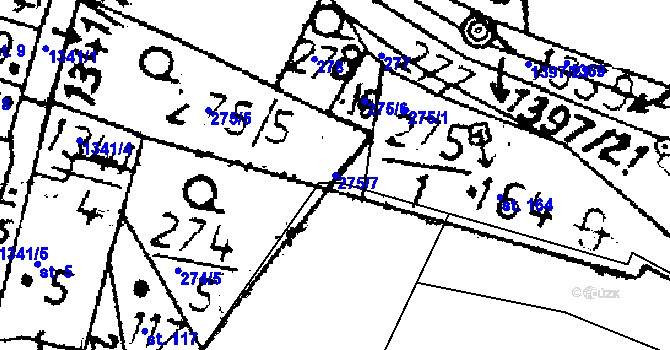 Parcela st. 275/7 v KÚ Dlouhý Újezd, Katastrální mapa