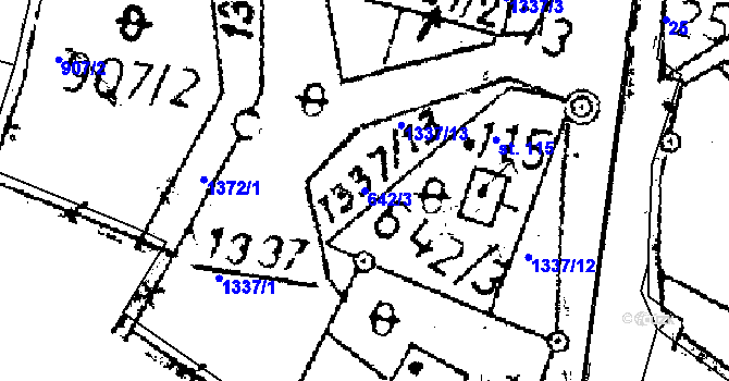 Parcela st. 642/3 v KÚ Dlouhý Újezd, Katastrální mapa