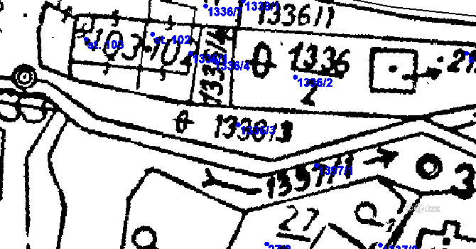 Parcela st. 1336/3 v KÚ Dlouhý Újezd, Katastrální mapa