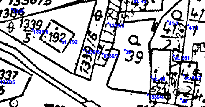 Parcela st. 1339/3 v KÚ Dlouhý Újezd, Katastrální mapa