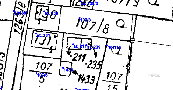 Parcela st. 235 v KÚ Dlouhý Újezd, Katastrální mapa