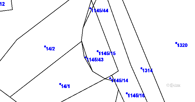 Parcela st. 1145/15 v KÚ Dluhonice, Katastrální mapa