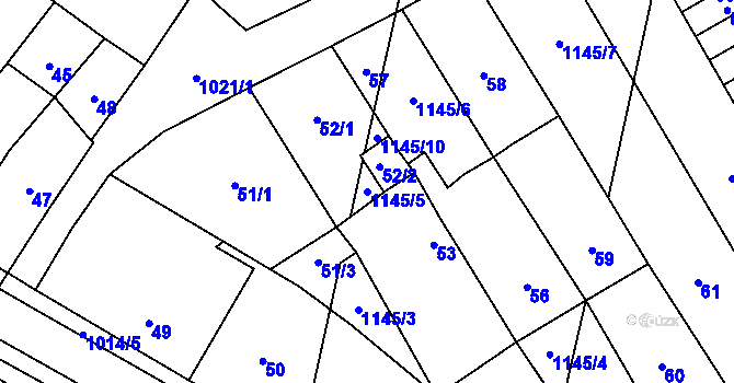 Parcela st. 1145/5 v KÚ Dluhonice, Katastrální mapa