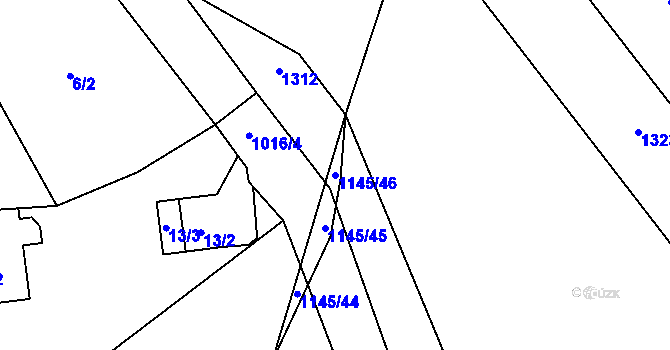 Parcela st. 1145/46 v KÚ Dluhonice, Katastrální mapa