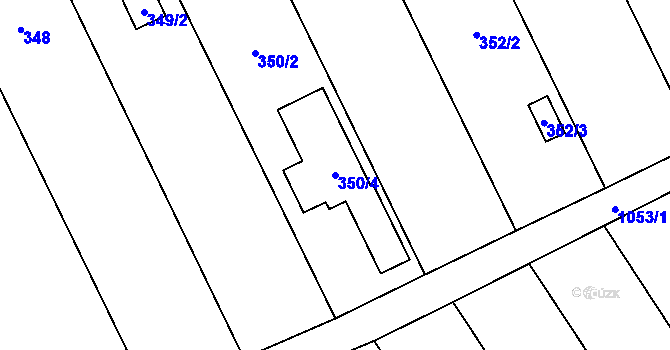 Parcela st. 350/4 v KÚ Dluhonice, Katastrální mapa