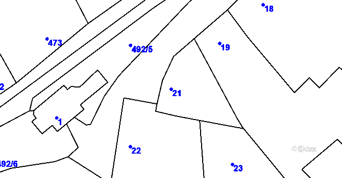 Parcela st. 21 v KÚ Dluhonice, Katastrální mapa