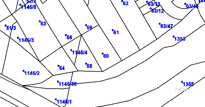 Parcela st. 60 v KÚ Dluhonice, Katastrální mapa