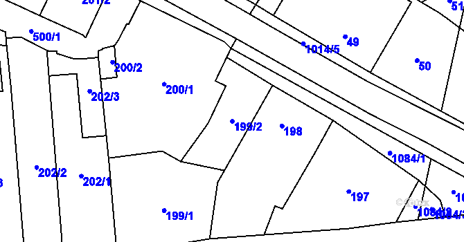 Parcela st. 199/2 v KÚ Dluhonice, Katastrální mapa