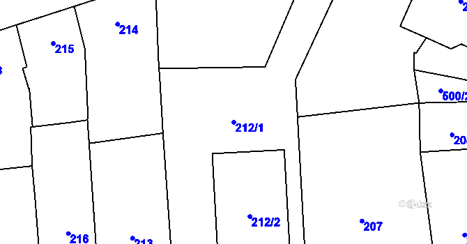 Parcela st. 212/1 v KÚ Dluhonice, Katastrální mapa