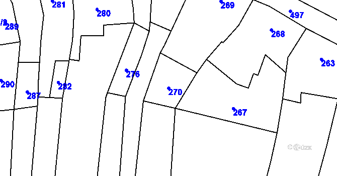 Parcela st. 270 v KÚ Dluhonice, Katastrální mapa
