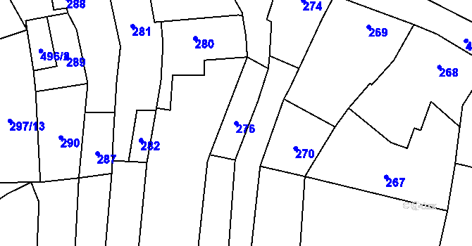 Parcela st. 276 v KÚ Dluhonice, Katastrální mapa