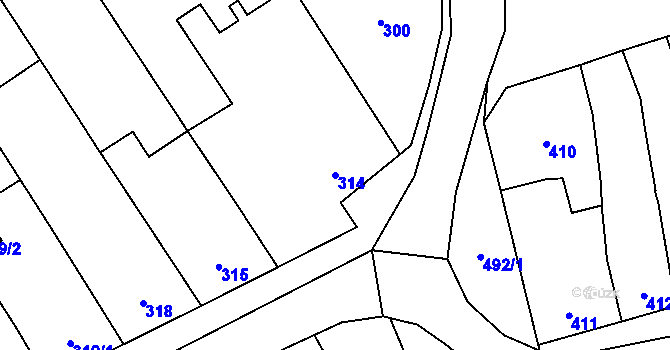 Parcela st. 314 v KÚ Dluhonice, Katastrální mapa