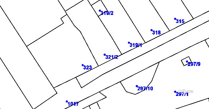 Parcela st. 321/2 v KÚ Dluhonice, Katastrální mapa
