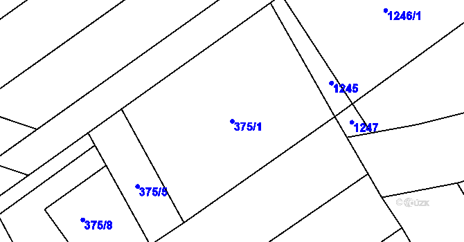 Parcela st. 375/1 v KÚ Dluhonice, Katastrální mapa