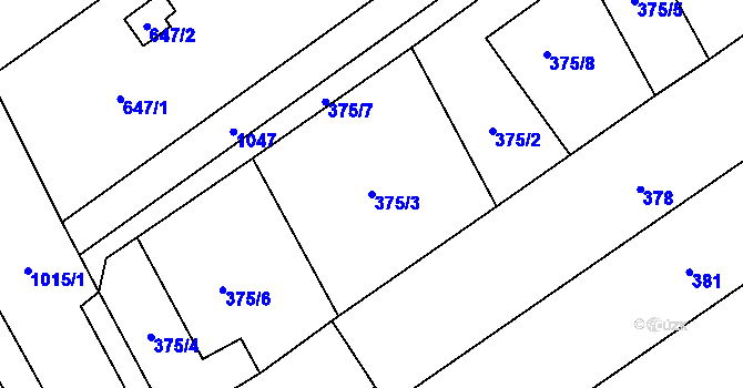 Parcela st. 375/3 v KÚ Dluhonice, Katastrální mapa