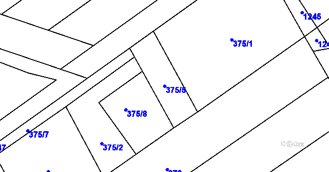 Parcela st. 375/5 v KÚ Dluhonice, Katastrální mapa