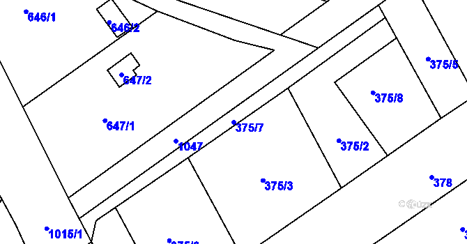 Parcela st. 375/7 v KÚ Dluhonice, Katastrální mapa