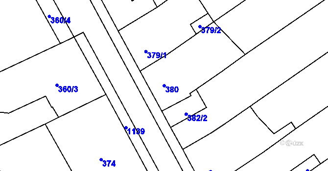 Parcela st. 380 v KÚ Dluhonice, Katastrální mapa