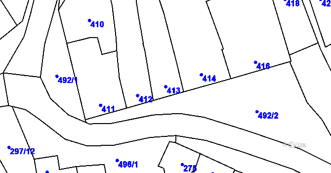 Parcela st. 413 v KÚ Dluhonice, Katastrální mapa