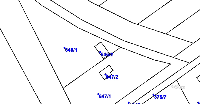 Parcela st. 646/2 v KÚ Dluhonice, Katastrální mapa
