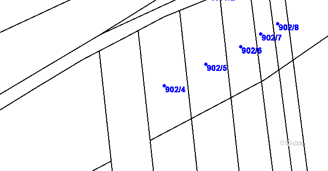 Parcela st. 902/4 v KÚ Dluhonice, Katastrální mapa