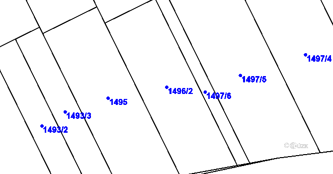 Parcela st. 1496/2 v KÚ Dluhonice, Katastrální mapa