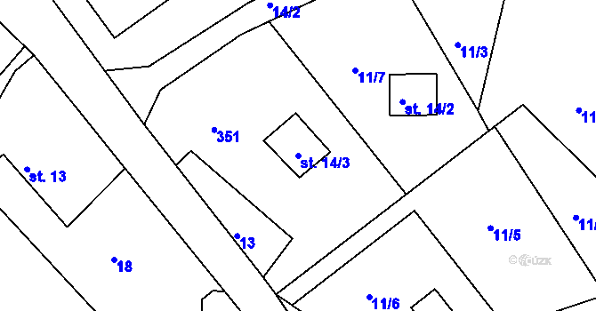 Parcela st. 14/3 v KÚ Dolní Dlužiny, Katastrální mapa