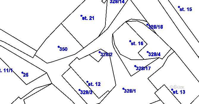 Parcela st. 328/2 v KÚ Dolní Dlužiny, Katastrální mapa
