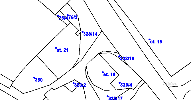 Parcela st. 328/7 v KÚ Dolní Dlužiny, Katastrální mapa