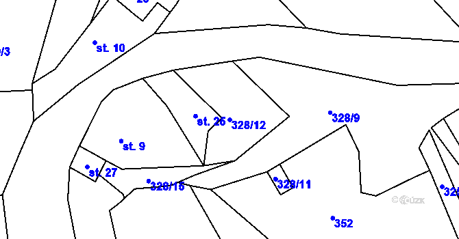 Parcela st. 328/12 v KÚ Dolní Dlužiny, Katastrální mapa